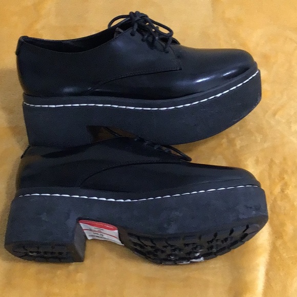 ๐ OPENING CEREMONY Leather Lace Up Oxford Platform Shoes Black - Picture 5 of 9